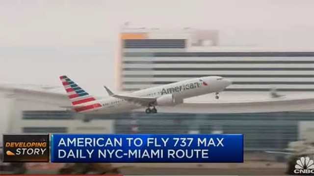 El primer vuelo con pasajeros en Estados Unidos de un Boeing 737 MAX después de dos tragedias aéreas. (Foto: CNBC)